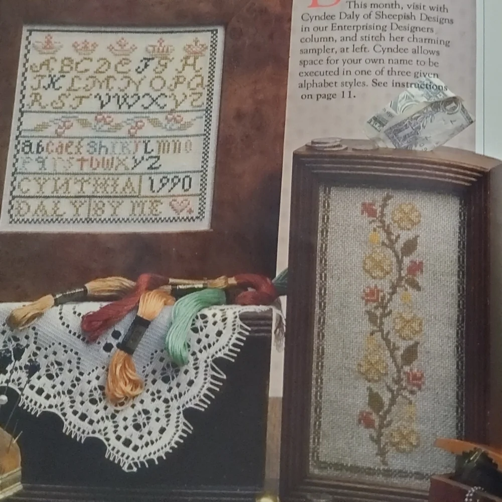 Womens Circle Counted Cross Stitch April 1990 Chick Pattern Windmill Daffodils